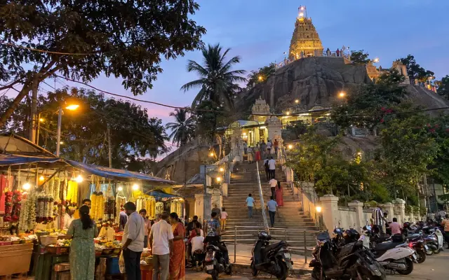 Ragigudda temple on the rock in JP Nagar at dusk