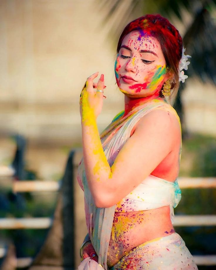 sexy girl playing holi